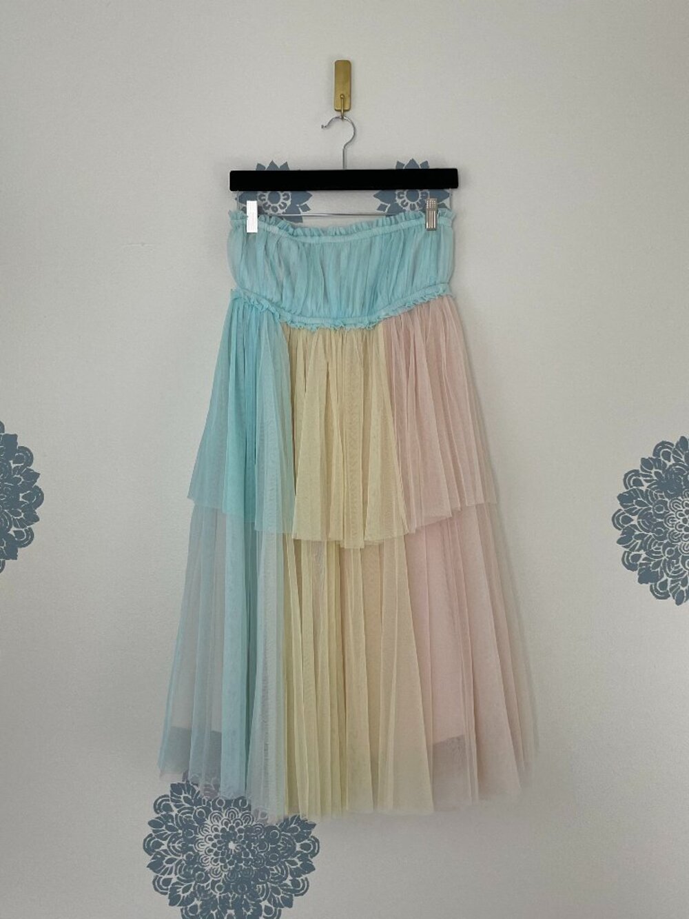 Anthropologie x Pernille Rosenkilde Strapless Colorblock Tulle Dress Size Small
